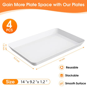 SpaceWhisper rectangular white platters perfect for food display at dinners and gatherings.