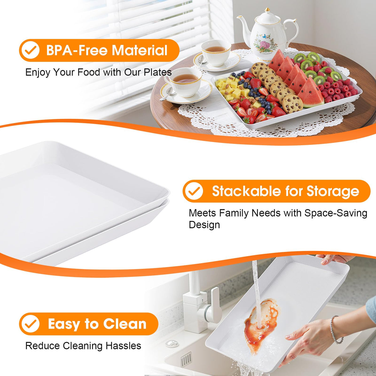 SpaceWhisper stackable trays for camping and picnics keep items reachable and tidy.
