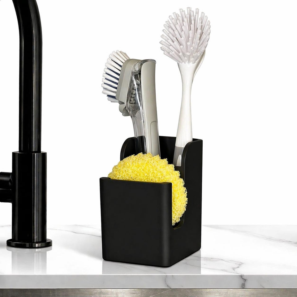 Spacewiser TidyNook front sponge compartment keeps sponges neatly organized on the counter for easy access