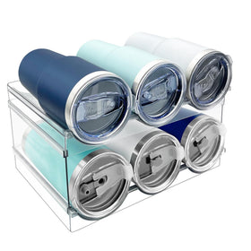Spaclear 2-pack bottle organizer on pantry shelf, stackable design for space-saving storage.