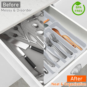 Groove design enables quick access to flatware.