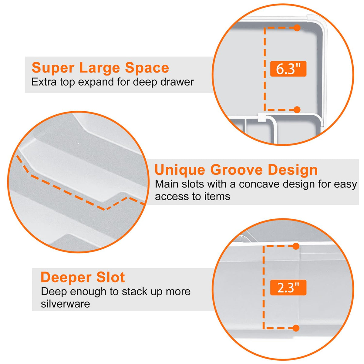 Spaclear anti-slip pads keep the tray from sliding.