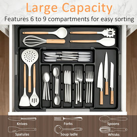 Spaclear curved grooves provide easy access to forks and spoons.