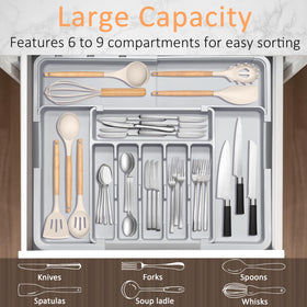Spaclear curved grooves offer easy access and utensil separation
