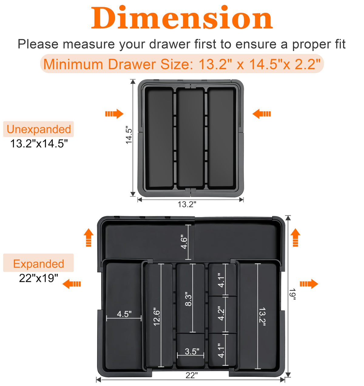 Spaclear drawer organizer side profile fits slim drawers