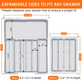 Spaclear adjustable width and depth for a snug fit in compact drawers.