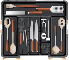Spaclear expandable silverware drawer organizer in full size showing extra storage space