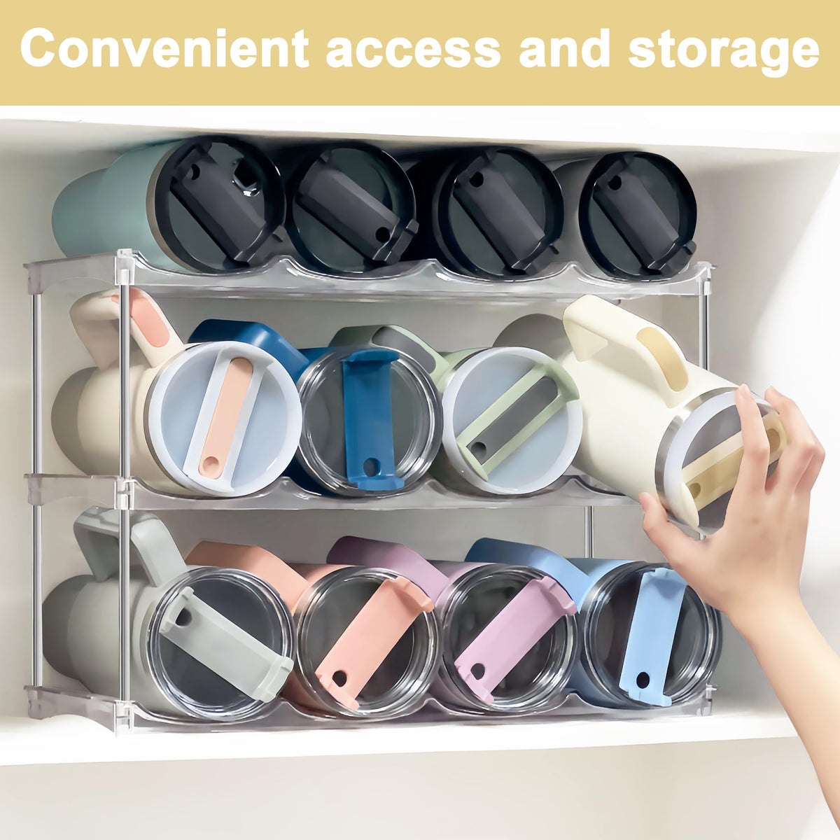 Spaclear BPA-free fridge-safe design keeps drinks cool in pantry.