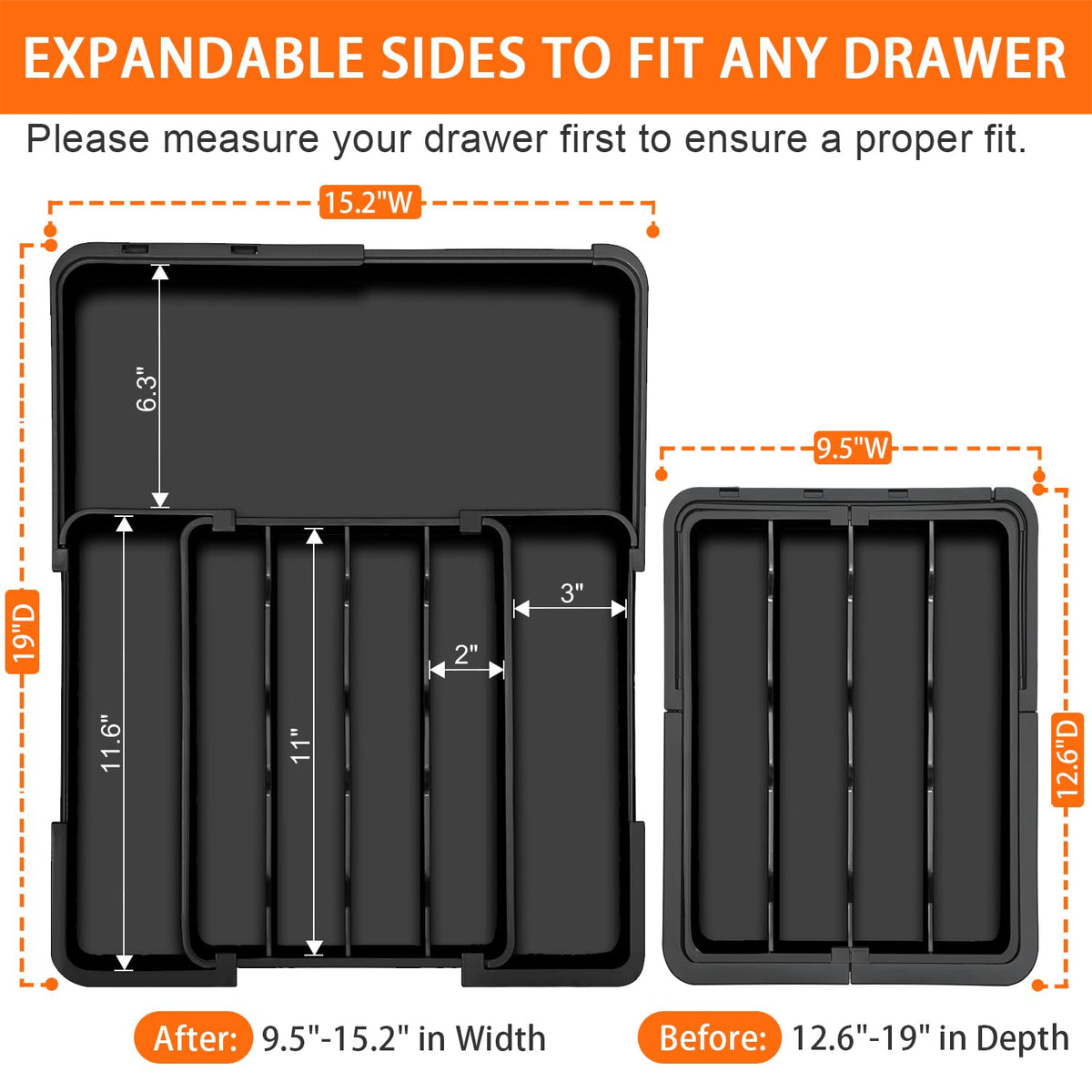 Spaclear organizer expanded width demonstrates room for extra utensils