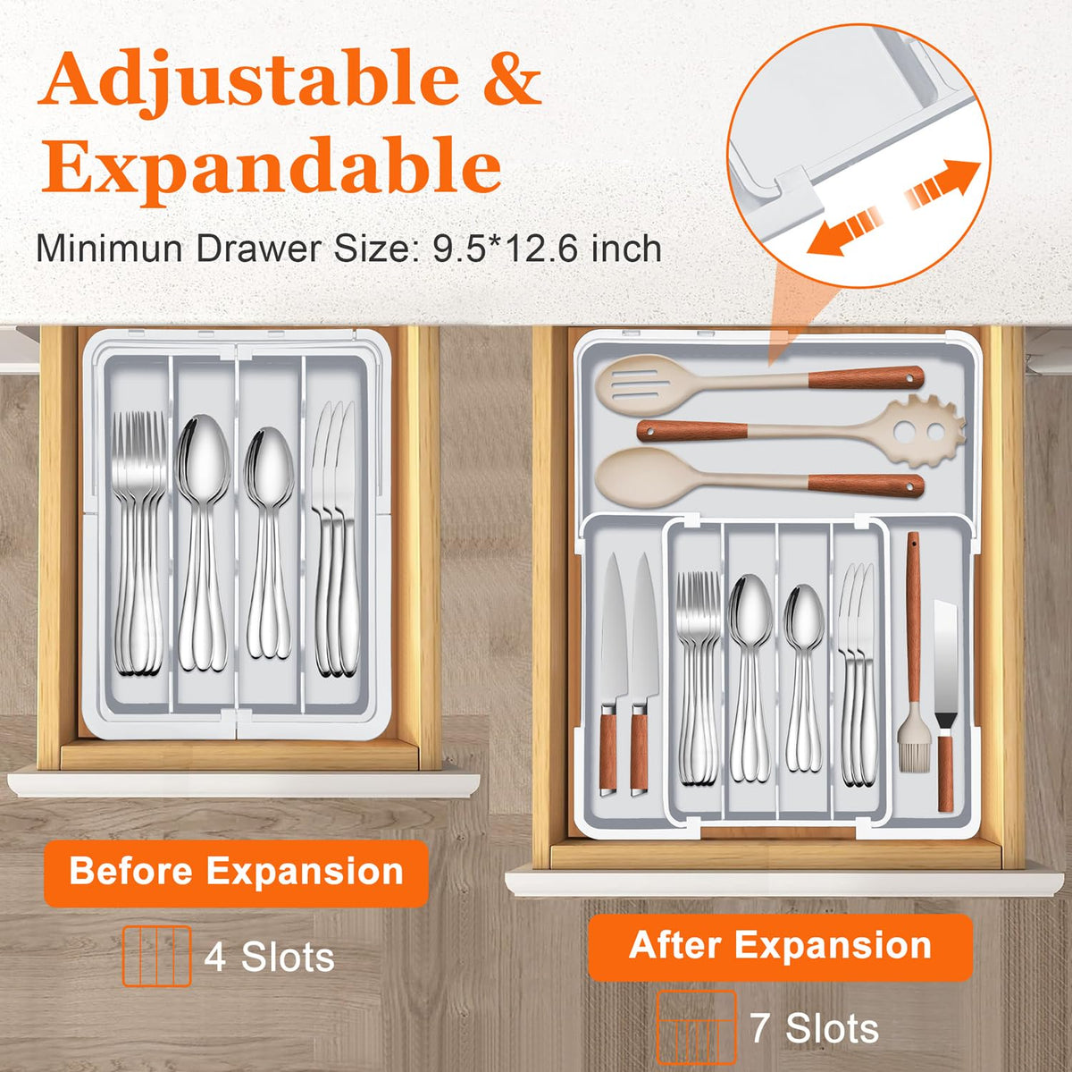 Spaclear BPA-free tray supports safe everyday utensil storage.