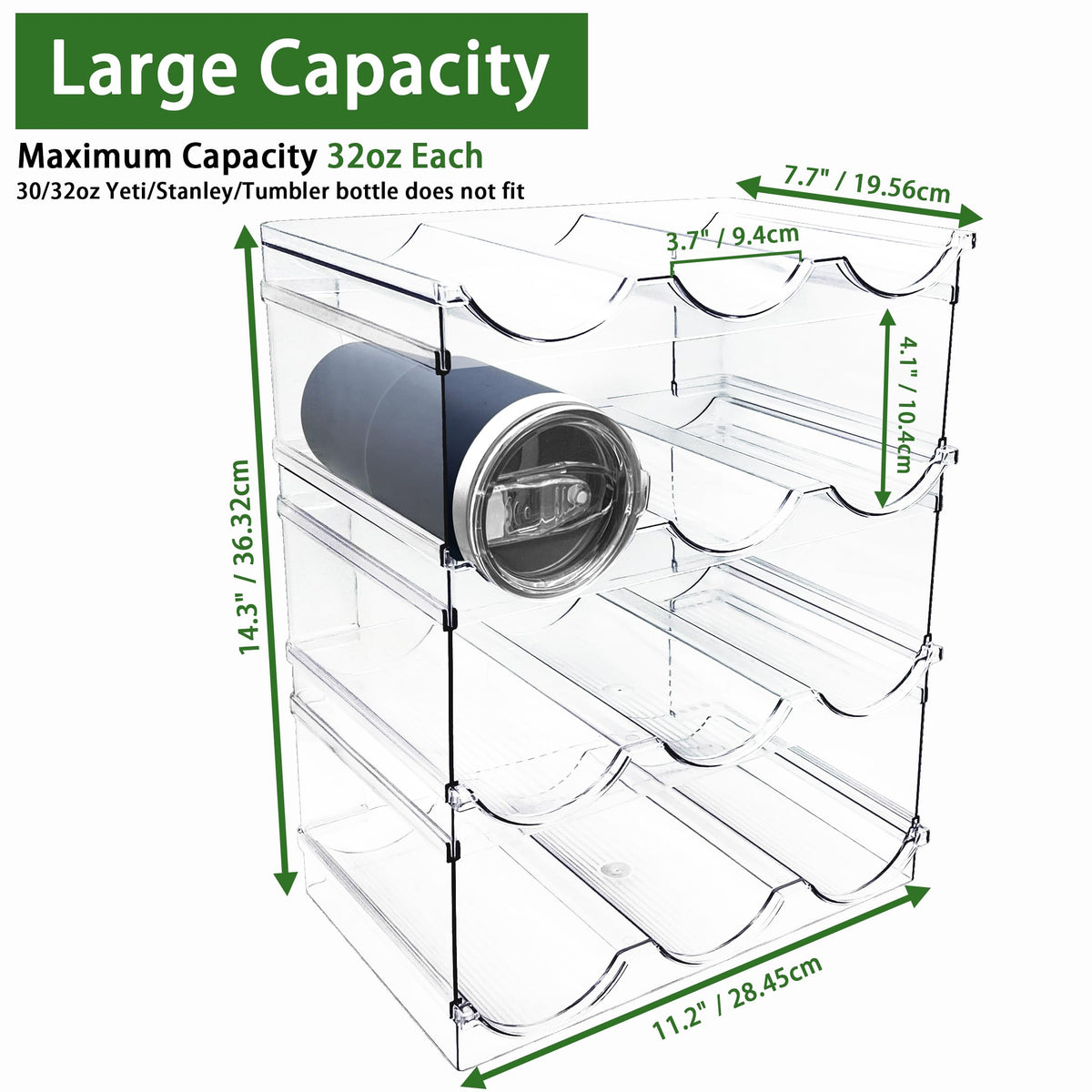 Spaclear stackable bottle holder in kitchen saves vertical space and simplifies setup.