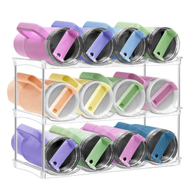 Spaclear stackable bottle organizer in cabinet for tidy, accessible storage.