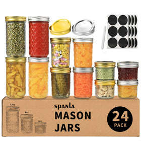 SPANLA mason jar 4oz ready for jams and gifts with airtight lid.