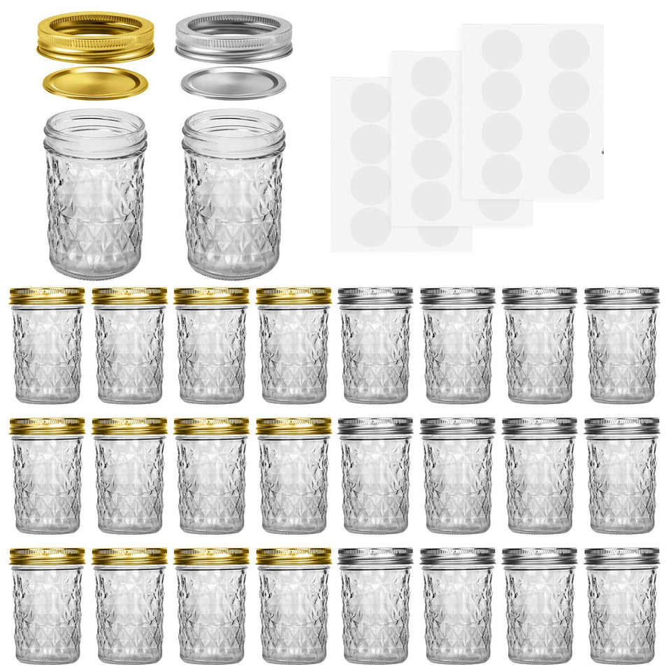 SPANLA 8 oz mason jar with lid and band, perfect for jams and preserves.