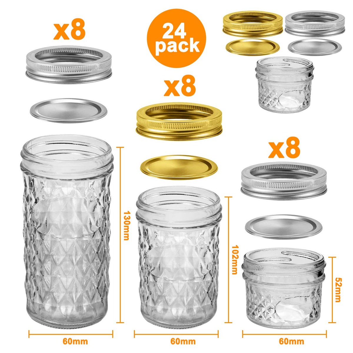 SPANLA mason jar 8oz ideal for preserves and spice storage.