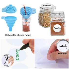 SPANLA jars and silicone funnels for mess-free spice transfers.