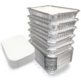 Spare Essentials 110 pack aluminum pans with lids ideal for meal prep and storage