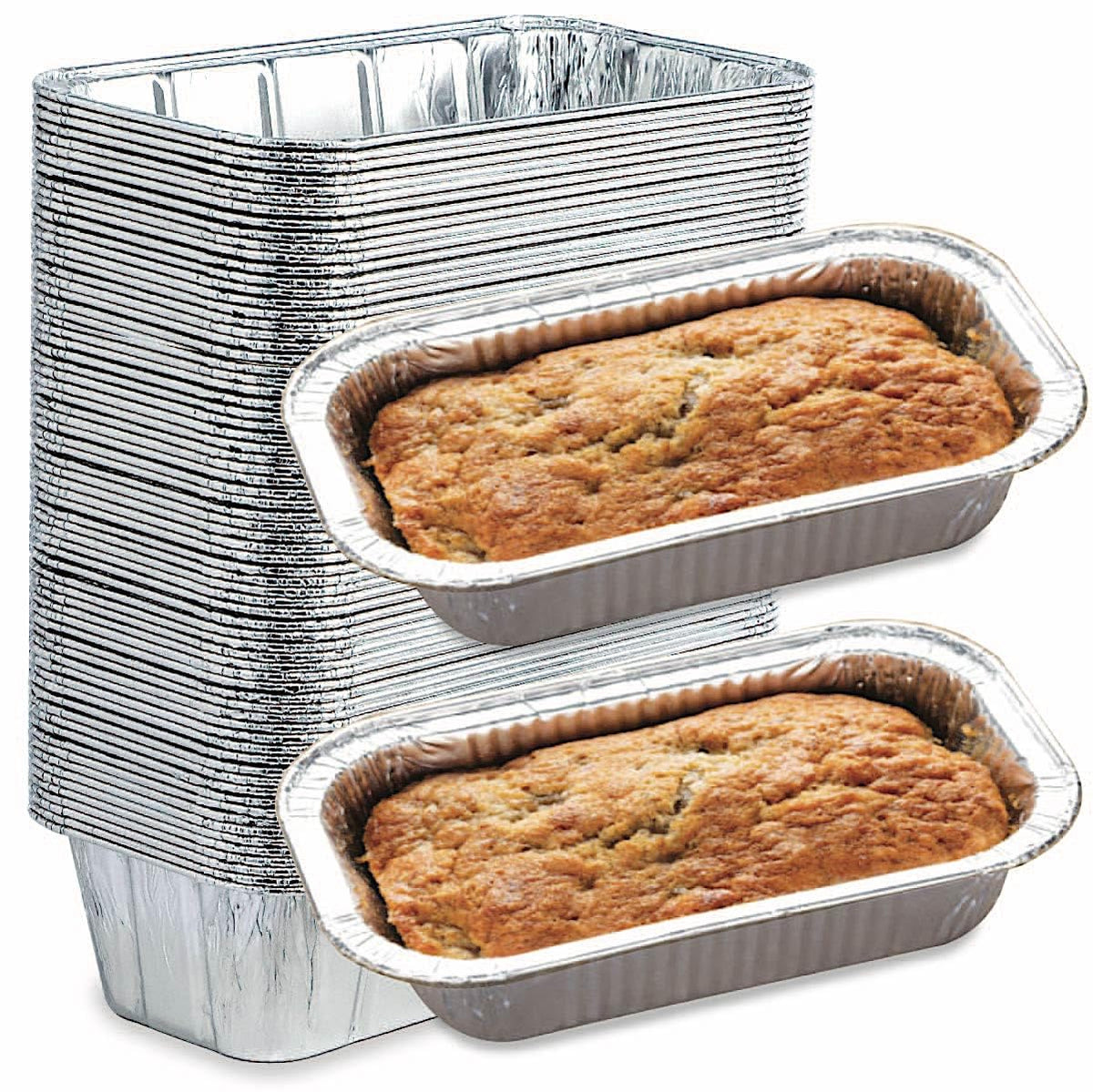 Spare Essentials 2Lb loaf pans ready for banana bread in busy bakery settings.