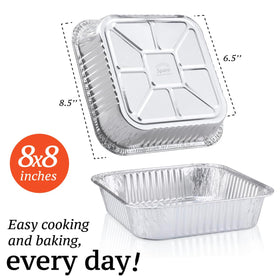 Spare Essentials 55-pack aluminum pans stacked for bulk prep.