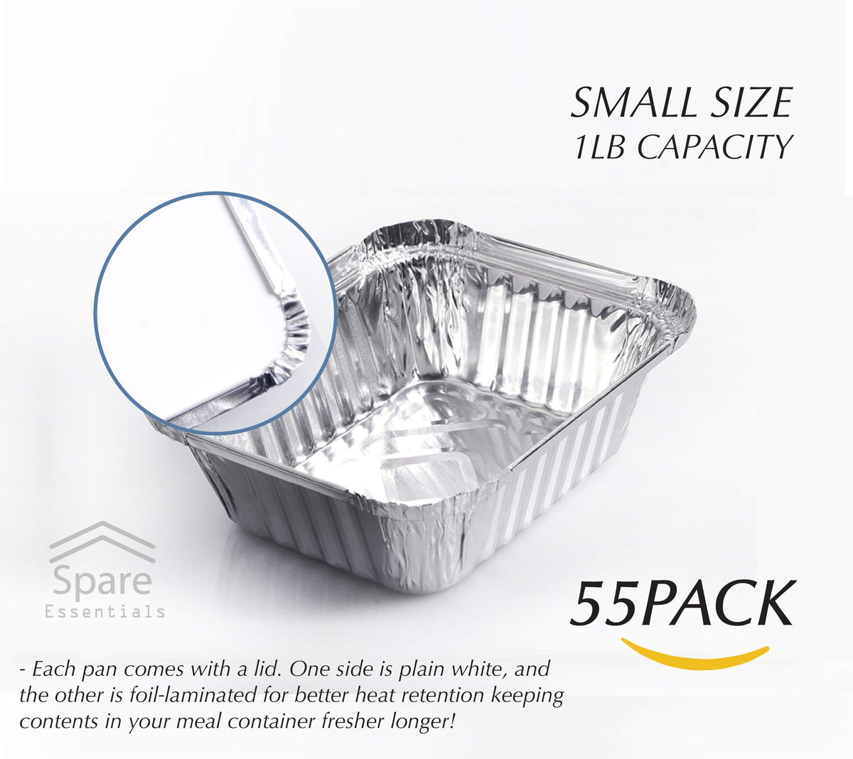 Spare Essentials mini aluminum pans 1lb oven-safe for quick reheats