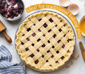 Spare Essentials freezer-safe pie tins for make-ahead desserts.