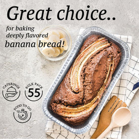 Spare Essentials disposable loaf pans offer sturdy aluminum for reliable bake-and-serve.
