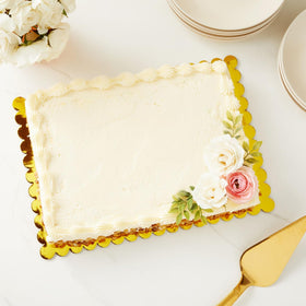 Sparkle and Bash rectangle board quarter-sheet base supports desserts securely for gatherings.