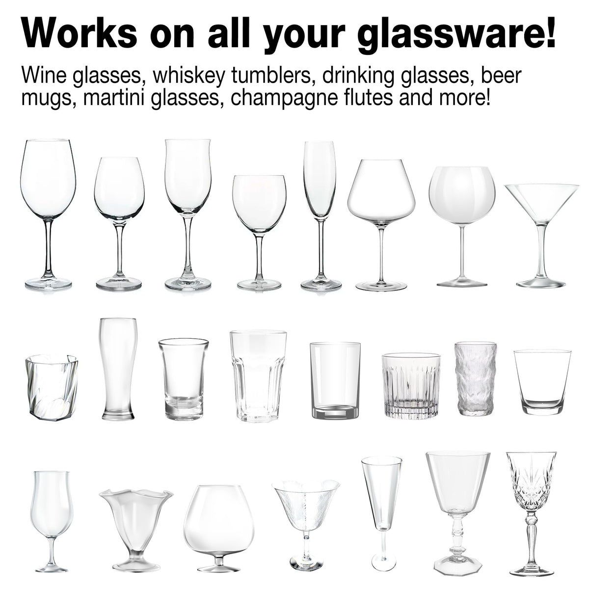 Sparkleve polishing cloth included for gentle glass handling.