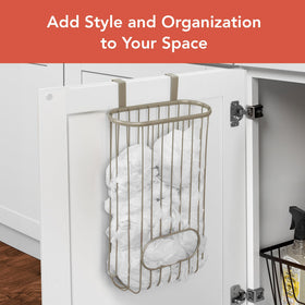 Spectrum Ashley satin-nickel finish close-up on durable steel bag holder