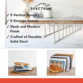 Spectrum Euro Kitchen Organizer as a dish-drying rack keeping boards and bakeware elevated.