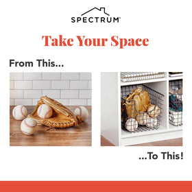 Spectrum heavy-wire construction basket emphasizes durability for daily kitchen or closet storage.
