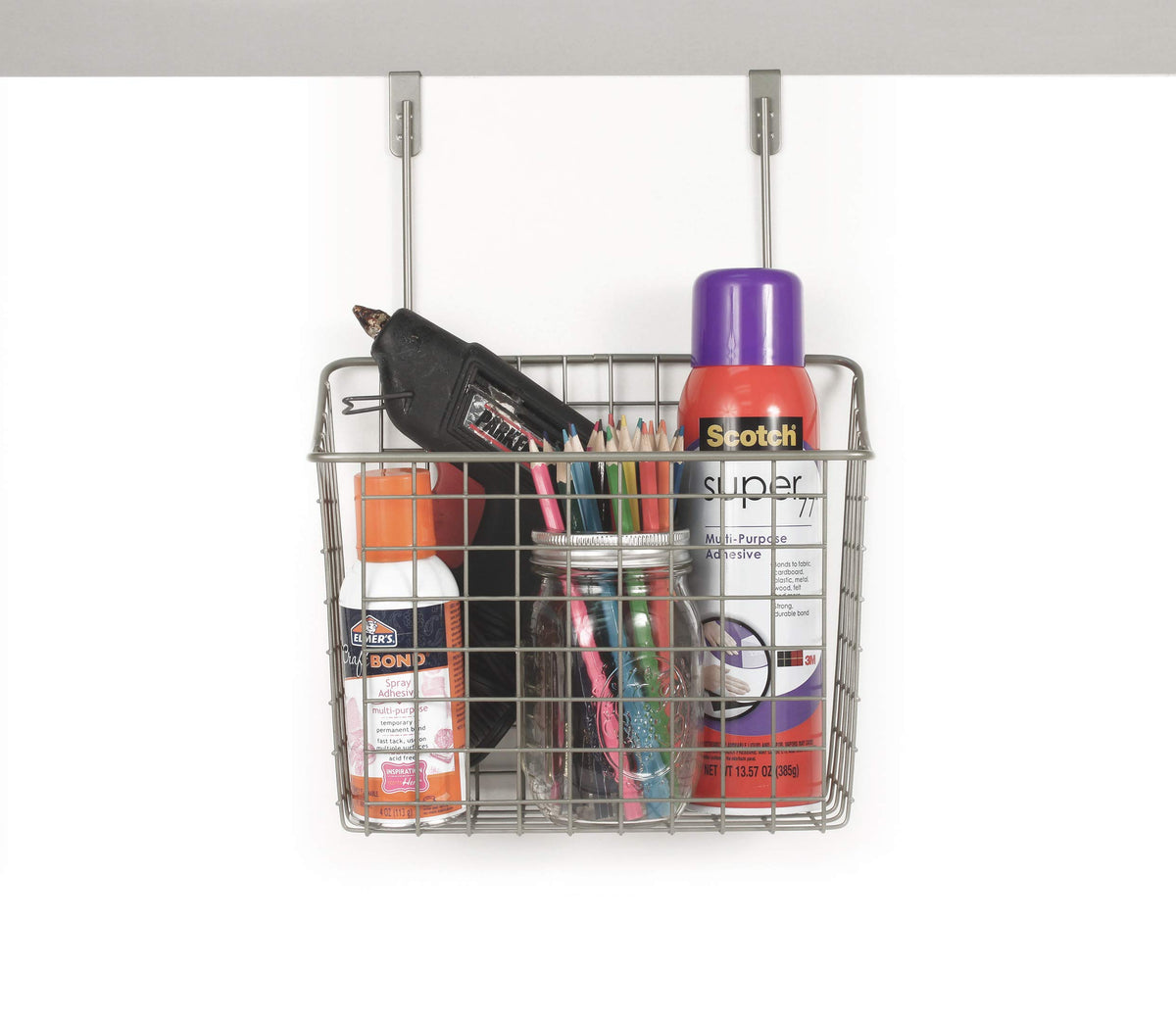 Spectrum over-cabinet organizer open-wire grid for quick visibility in kitchen