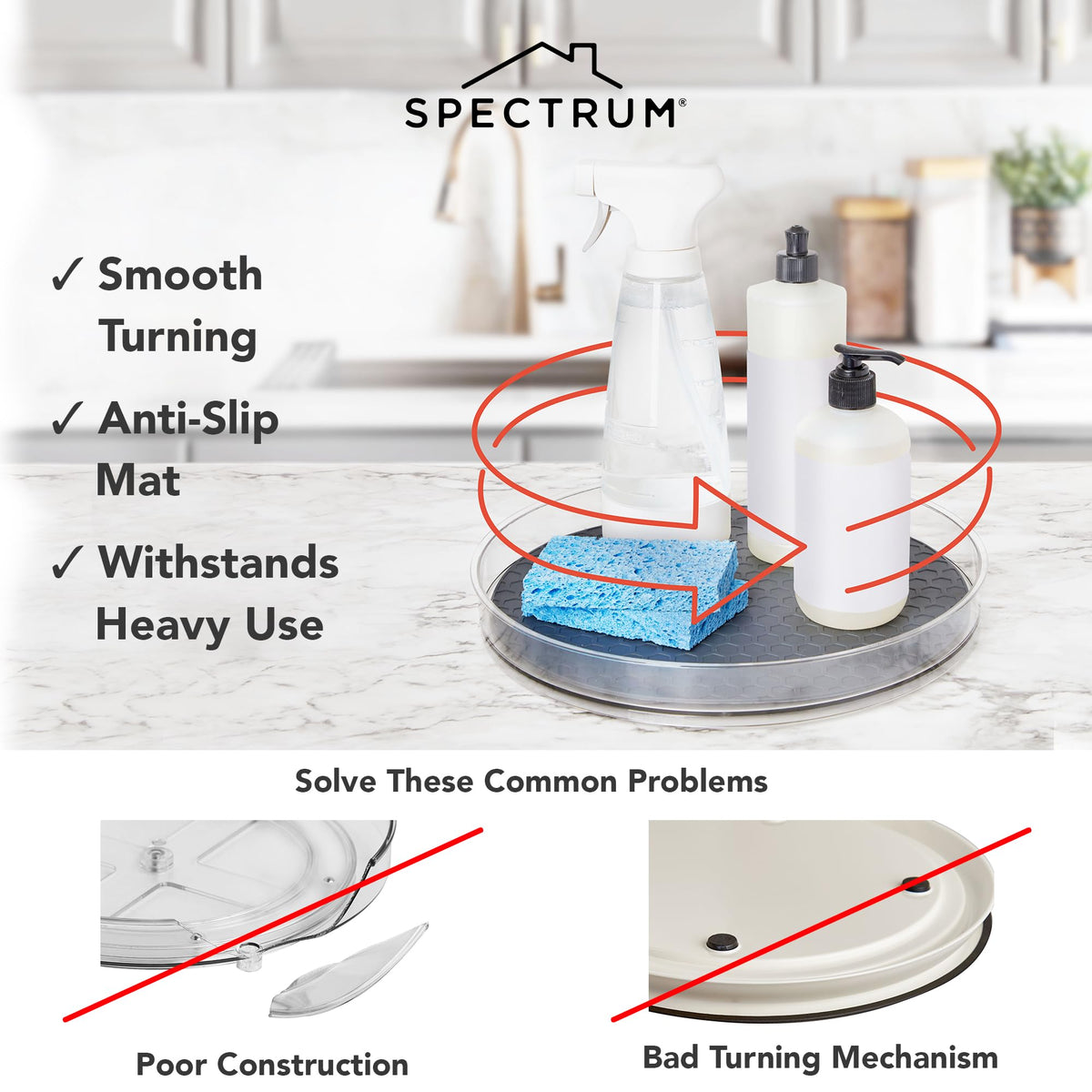 Spectrum 7in fridge storage turntable keeps sauces organized and reachable.