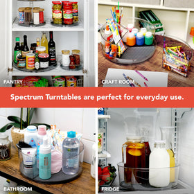 Spectrum 7in pantry corner turntable maximizes tiny shelf space.