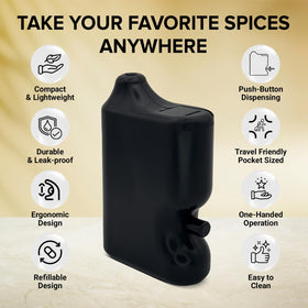 Speed Bump plastic salt shaker with lid keeps fine powders secure.