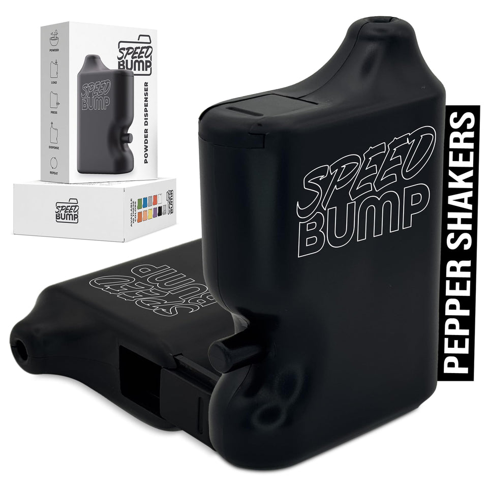 Speed Bump portable pepper shaker black for on the go seasoning.