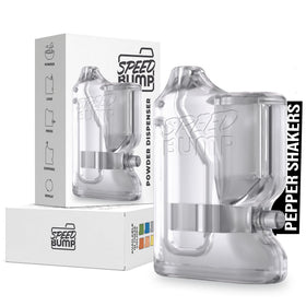 SPEED BUMP portable pepper shaker clear for on-the-go seasoning and mess-free dispensing.