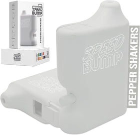Speed Bump portable pepper shaker white for on-the-go seasoning.
