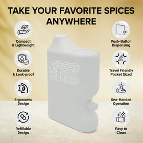 Speed Bump spice bullet travel container ideal for quick seasonings anywhere.