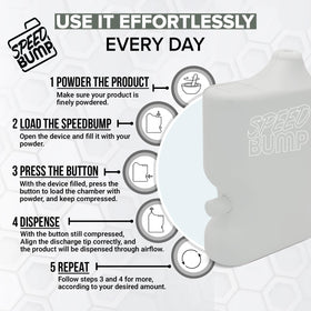 Speed Bump white salt and pepper dispenser with lid for mess-free travel.