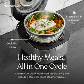 SpeediChef easy-clean inner pot simplifies cleanup after family meals.