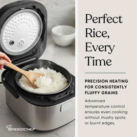 SpeediChef rice cooker nonstick inner pot for easy cleaning and consistent cooking.