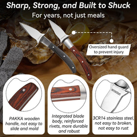 SPEENSUN oyster knife with ergonomic wood handle for a secure grip
