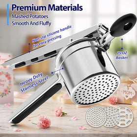 SPEENSUN potato ricer in stainless steel, dishwasher-safe for easy cleanup.