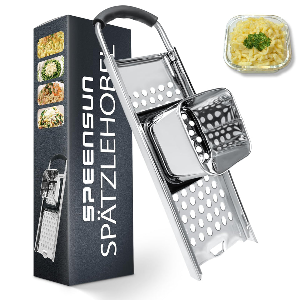 SPEENSUN Spaetzle Maker loading dough for quick, effortless noodles.