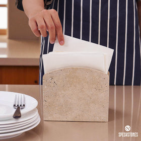 SPESHSTONES bathroom counter napkin holder adds refined decor and quick access