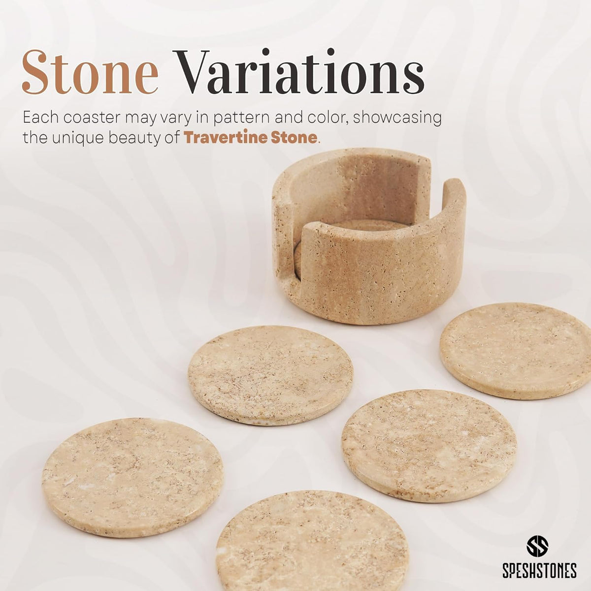 SPESHSTONES coaster on coffee table protects surfaces during daily use
