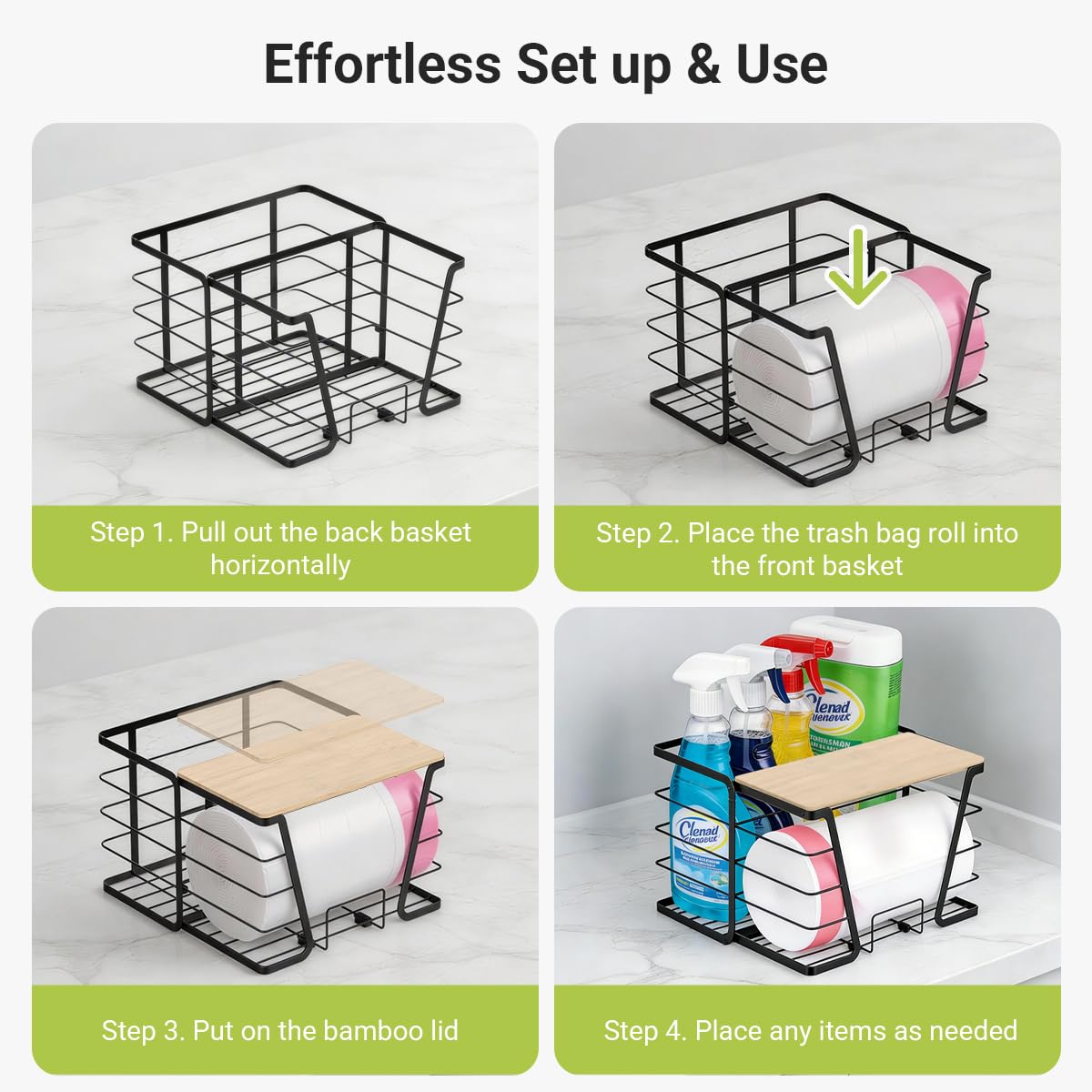Sphakl multi-purpose organizer maximizes under-sink storage.