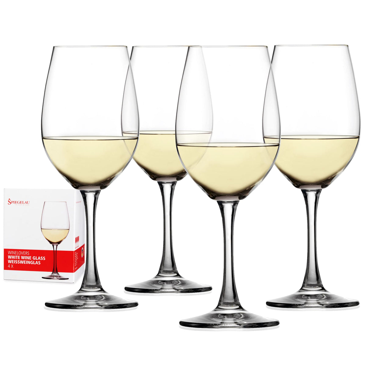 Spiegelau Wine Lovers white glass set with elegant stems for entertaining.