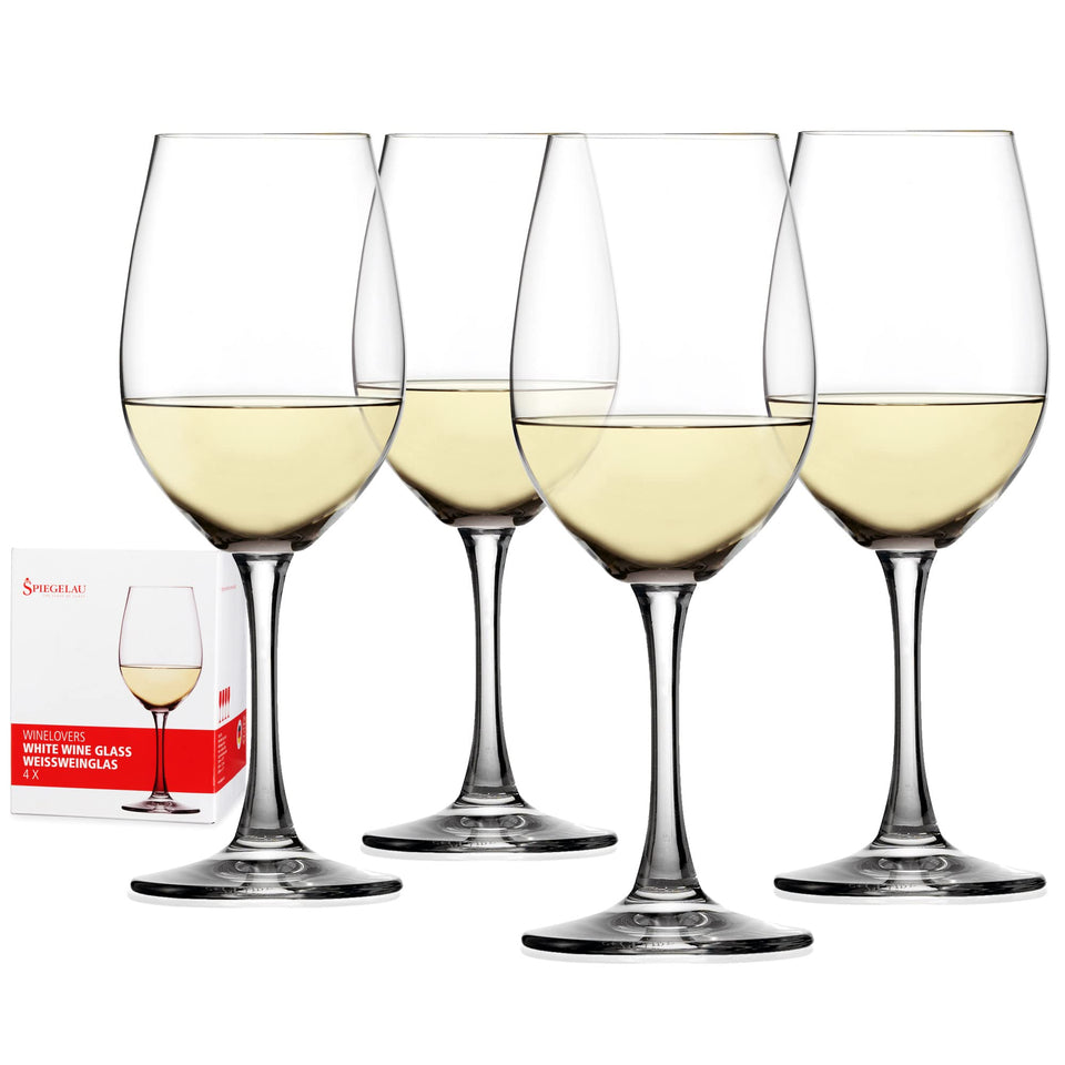 Spiegelau Wine Lovers white glass set with elegant stems for entertaining.